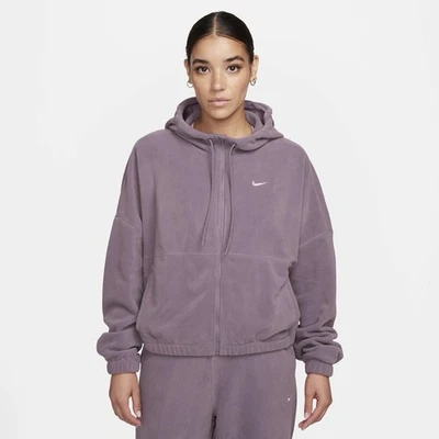 Nike Women's Therma-FIT One Oversized Full-Zip Fleece Hoodie Violet Size: Medium - Image 1 of 4