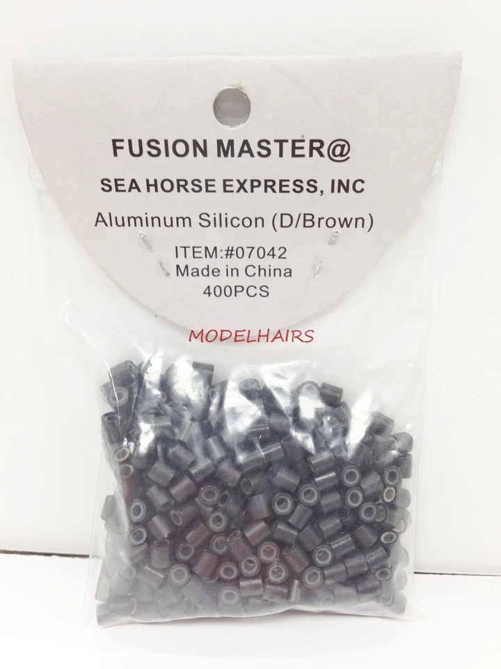 FUSION MASTER ALUMINIO SILICONA MARRÓN OSCURO CUENTAS MICRO ANILLO ENLACE CRIMPADO 400 PIEZAS Foto 1 de 1