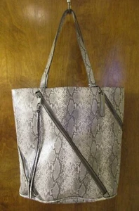 Joe's Jeans Grey Snakeskin Tote/Shoulder Bag/Purse with Logo Fob/Charm ~ Roomy - Picture 1 of 15