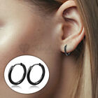 10Mm Black Titanium Steel Small Huggie Hoop Earrings 1.6Mm Thick For Women Men