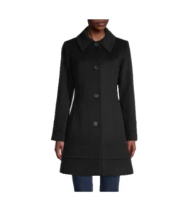 NEW Fleurette Button-Front Wool coat Black size 8 #W70 - Picture 1 of 8