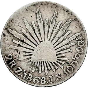 ☆ MEXIKO • 1868 ☆ 2 REALES ZACATECAS · SILBER • PROFIL ADLER ☆ KM#374.12 ☆C9879 - Bild 1 von 4