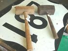 2 Vintage Antique Art Deco  Tinners Blacksmith All Wood Mallet Hammers 