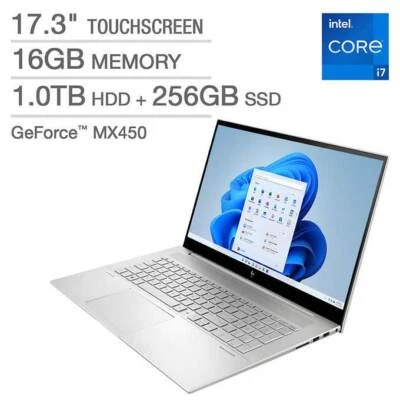 HP ENVY 17.3" Touch Screen i7-1165G7 16gb 1tb + 256GB Backlit kb W11 17-cg1075cl - Image 1 of 4