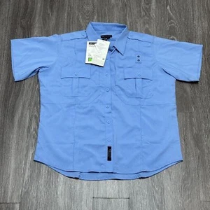 511 Tactical Uniform Button Down Shirt Top Womens 2XL XXL Blue Security Badge - Picture 1 of 10