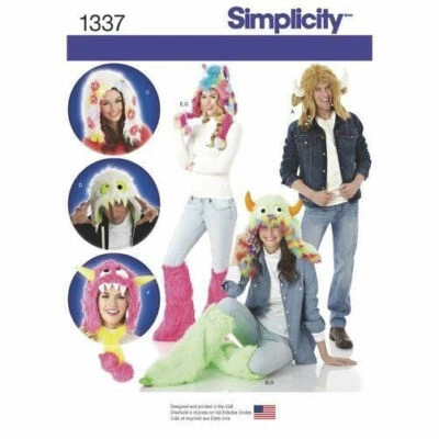 B50 SIMPLICITY 1337: CRAZY HATS & LEG WARMERS ONE SIZE SEWING PATTERN - Image 1 of 3