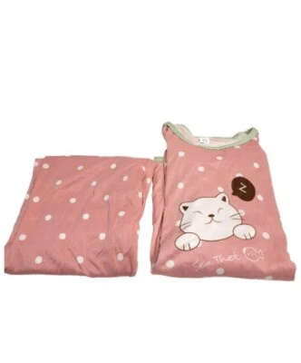 Pijama feminino rosa Sea Thet gatinho gato tamanho XXL algodão serve pequeno (médio a grande) - Imagem 1 de 4