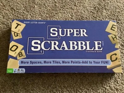 SUPER SCRABBLE Board Game Hasbro 200 Wood Letter Tiles & Bigger Board COMPLETE - Image 1 of 4