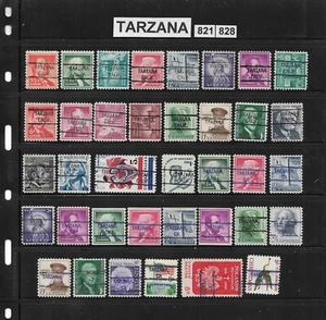 Precancelaciones de CA: tipos Tarzana 821/828; emisiones de los años 50-70; 37 diferentes - Imagen 1 de 1
