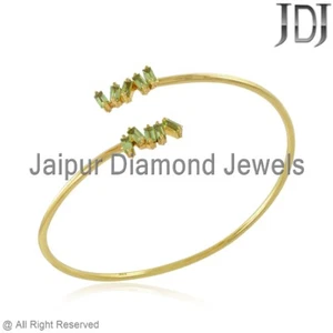 Brazalete Abierto De Peridoto Natural En Gemas De Plata 925 Joyería Apilable - Imagen 1 de 4