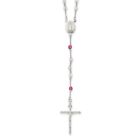 Sterling Silver Polished Crystal Rose Quartz Rosary 21.5" Necklace
