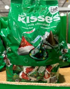 Hershey's Holiday Milk Chocolate Kisses 330 Count Santa Hats Kissmas Trees Jumbo - Picture 1 of 4