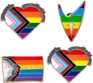 RAINBOW ENAMEL PIN BADGES - PRIDE - "4 x BADGES" - Picture 1 of 7