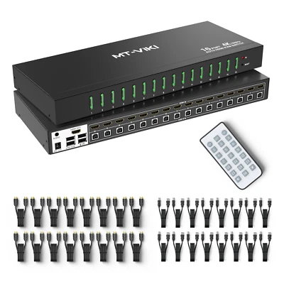 MT-VIKI 16 Port HDMI KVM Switch 4K 60HZ Rack Mount Console 16 in 1 out Switcher - Image 1 of 4