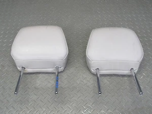 07-09 NISSAN 350Z Z33 CONV SET OF 2 FRONT LEFT & RIGHT LEATHER HEADREST GRAY OEM - Picture 1 of 22