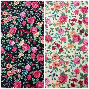 Floral Flower *CHOOSE COLOUR* Cream Black Quilting Fabric FQ - Picture 1 of 7