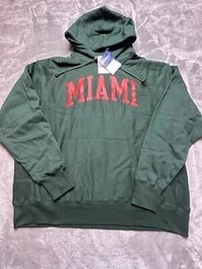 NWT! Miami Hurricanes Sweatshirt Mens Green Champion 2XL - Picture 1 of 4