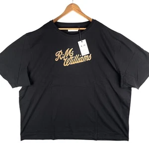 RM Williams R.M.W Script T-Shirt Mens 4XB Black White Short Sleeve Crew Neck New - Picture 1 of 11