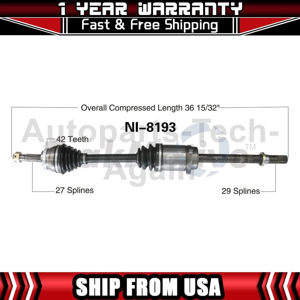 Eje articulado CV pasajero delantero compatible con Nissan Sentra 2002 2003 2004 2005 2006 Foto 1 de 1