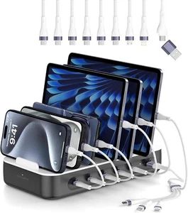 4Smarts 100W Charging Station 9-Device Organizer - 6 Cables - USB-PD 3.0 & QC4+ - Photo 1 sur 9