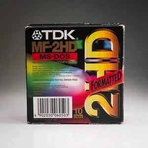 TDK MF-2HD 3.5” Floppy Disks MS-DOS Formatted 10 Pack Sealed Vintage Computer Me - Afbeelding 1 van 7