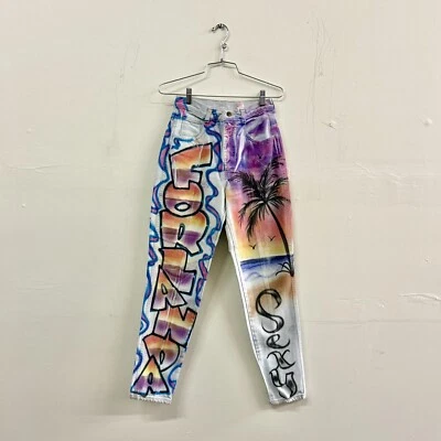 Pantalones de mezclilla Gitano con aerógrafo pintados a mano de colección años 80 talla pequeña Foto 1 de 4