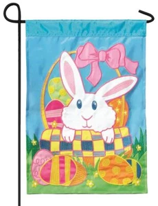 Conejo de Pascua doble aplique trasero bandera de jardín - Imagen 1 de 1