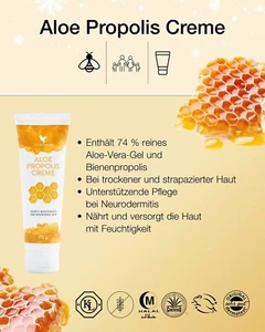 Aloe Propolis Creme, unterstützende Pflege bei Neurodermitis und trockene Haut. - Bild 1 von 1