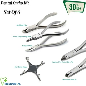 Juego de 6 instrumentos de ortodoncia kit alicates y cortadores de laboratorio herramientas de odontología - Imagen 1 de 7