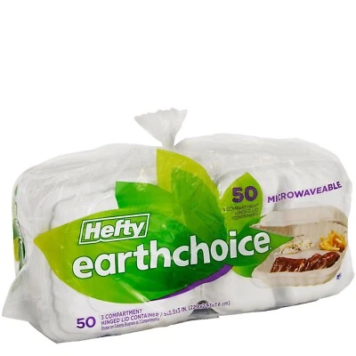 Hefty Earthchoice 3-Compartment Hinged Lid Containers, 9", 50 ct. - Image 1 of 4