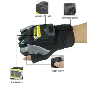 2D IP65 Rękawica Czytnik kodów kreskowych Wyzwalacz Skaner dotykowy NFC QR do systemu magazynowego - Zdjęcie 1 z 12