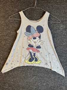 DISNEY Minnie Mouse Tank Top Girls XS(4-6) Flowy Patriotic USA Stars & Stripes - Picture 1 of 5
