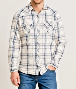 Coevals Club Men XL Shirt Cowboy Pearl Snap Western Plaid Roll Tab Sleeve Casual - Picture 1 of 24
