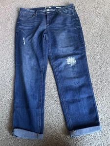 Pantalones de mezclilla vintage America Blues para mujer 12/31 azul BOHO recortados puños promedio Missy - Imagen 1 de 13