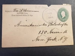 1888 BAXTER, IOWA Postgeschichtlicher Brief IA nach NY - Bild 1 von 2