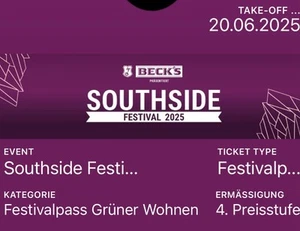 Southside Ticket 2025 Grüner Wohnen - Bild 1 von 1