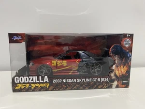 JADA GODZILLA 2002 Nissan Skyline GT-R (R34) 1:24 Scale Diecast New - Picture 1 of 11