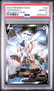 PSA 10 Arceus V #166 2022 Pokemon Sword & Shield Brilliant Stars 126684551 - Picture 1 of 2
