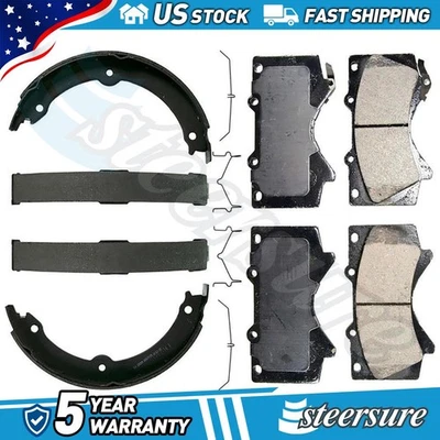 Juego de pastillas de freno de disco delanteras traseras zapatas de freno de estacionamiento para Toyota Tundra 2007-2017 Foto 1 de 4