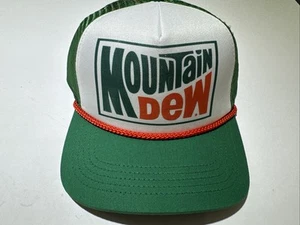 Mountain Dew Trucker Hat Snapback Foam Mesh Cap Green White Retro Logo NEW Tag - Picture 1 of 11