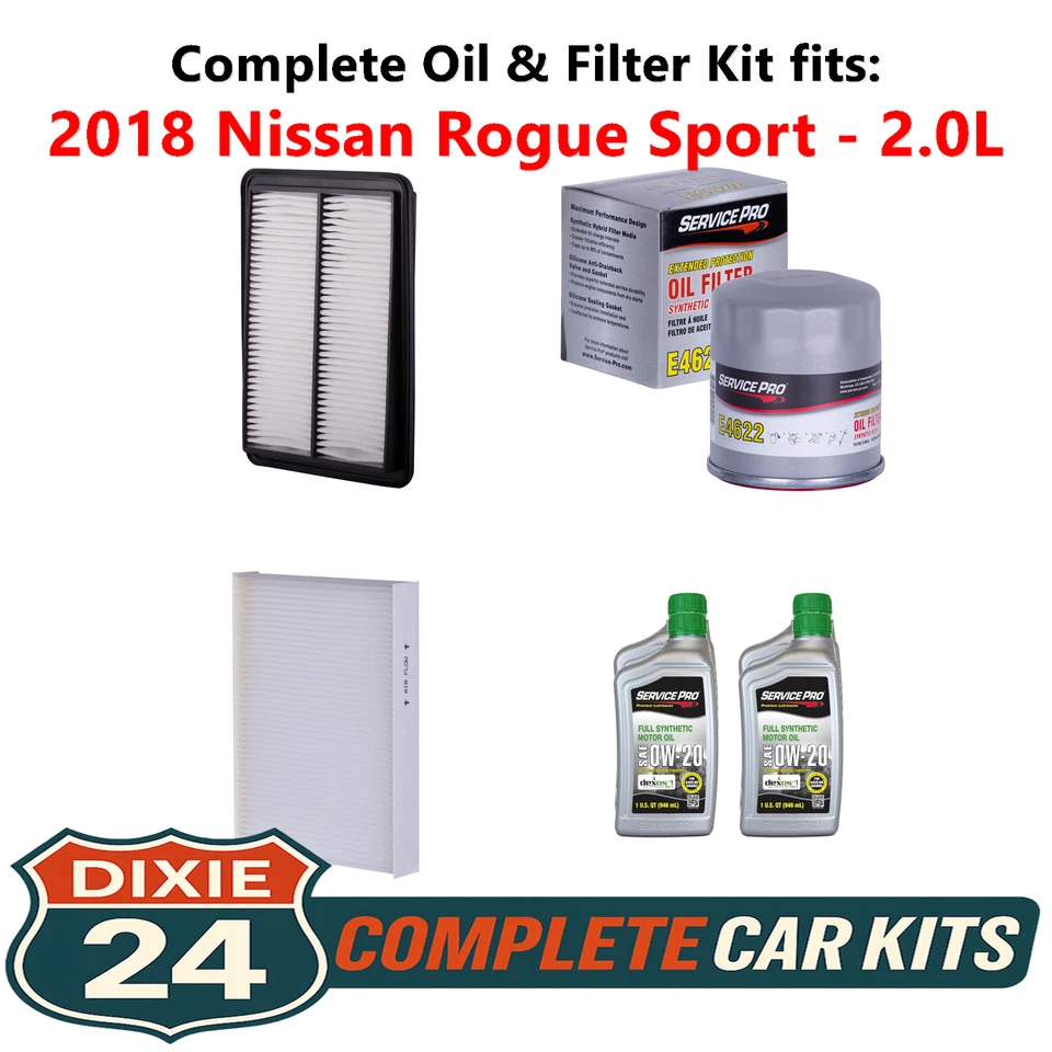 2018 Nissan Rogue Sport 2.0L Complete Oil, Air & Cabin Filter Kit (0W-20) - Imagem 1 de 4
