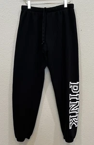 Victorias Secret Pink Black Joggers Size M Athleisure Casual Preppy - Picture 1 of 7