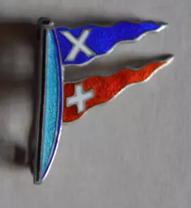 Antique Chester hallmarked silver enamel badge Langlands shipping flag - Picture 1 of 6
