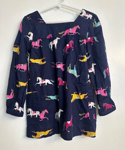 Joules Girls Size 7Y Navy Colorful Horse Print Woven Cotton Tunic Top - Picture 1 of 8