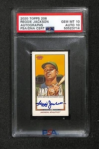 2020 Topps 206 ON CARD AUTOGRAPHS REGGIE JACKSON SSP PSA 10 AUTO 10 POP 2 HOF - Picture 1 of 2