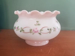 Vintage handbemalter Lampenschirm rosa ombre Blumen 4" Monteur - Bild 1 von 6
