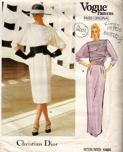 Abito vintage anni '80 VOGUE modello cucito B32 1 2" ABITO (2003) CHCHRISTIAN DIOR 1404