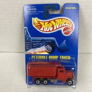 1991 Hot Wheels PETERBILT DUMP TRUCK #100 Red Blue Card