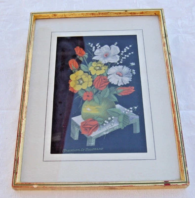 TABLEAU SOIE TISSEE COULEURS LE TISSERAND - BOUQUET DE FLEURS  - Photo 1/4