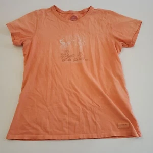Life Is Good Size Medium Orange Rocket Dog Campfire Short Sleeve T-Shirt - Picture 1 of 9